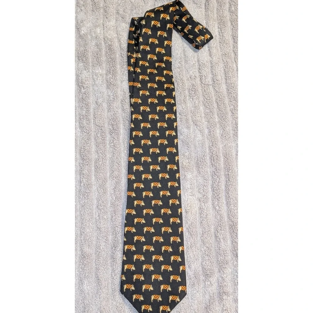 Paul Fredrick Italian Silk Men's‎ Pig Print Necktie